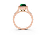 Rose gold Princess Cut Halo Round Diamond Pavé Band with Four-Prong Setting_3