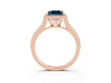 Rose gold Princess Cut Halo Round Diamond Pavé Band with Four-Prong Setting_3