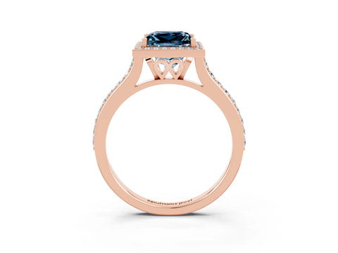 Rose gold Princess Cut Halo Round Diamond Pavé Band with Four-Prong Setting_3