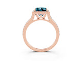 Rose gold Princess Cut Halo Round Diamond Pavé Band with Four-Prong Setting_3