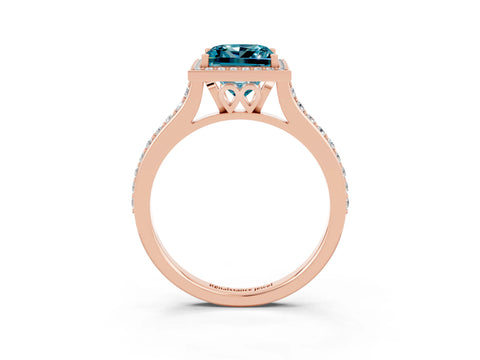 Rose gold Princess Cut Halo Round Diamond Pavé Band with Four-Prong Setting_3