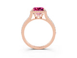 Rose gold Princess Cut Halo Round Diamond Pavé Band with Four-Prong Setting_3