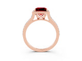 Rose gold Princess Cut Halo Round Diamond Pavé Band with Four-Prong Setting_3
