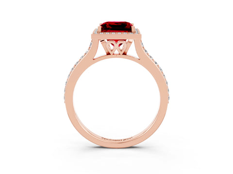 Rose gold Princess Cut Halo Round Diamond Pavé Band with Four-Prong Setting_3