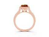 Rose gold Princess Cut Halo Round Diamond Pavé Band with Four-Prong Setting_3