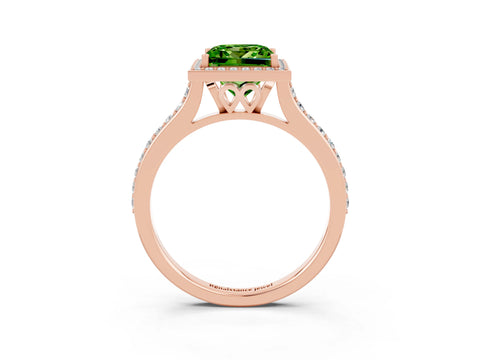 Rose gold Princess Cut Halo Round Diamond Pavé Band with Four-Prong Setting_3
