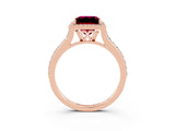 Rose gold Princess Cut Halo Round Diamond Pavé Band with Four-Prong Setting_3