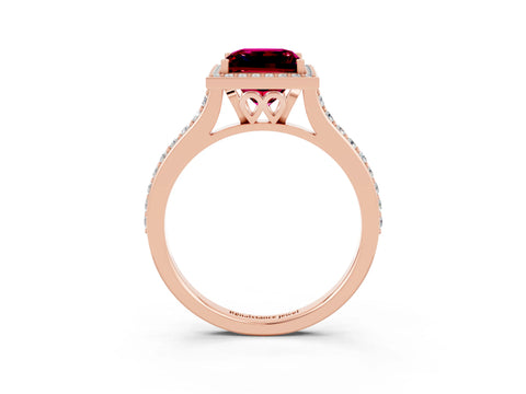Rose gold Princess Cut Halo Round Diamond Pavé Band with Four-Prong Setting_3
