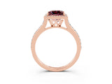 Rose gold Princess Cut Halo Round Diamond Pavé Band with Four-Prong Setting_3