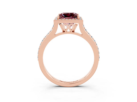 Rose gold Princess Cut Halo Round Diamond Pavé Band with Four-Prong Setting_3