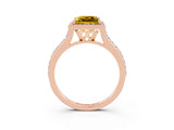 Rose gold Princess Cut Halo Round Diamond Pavé Band with Four-Prong Setting_3