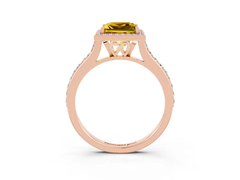 Rose gold Princess Cut Halo Round Diamond Pavé Band with Four-Prong Setting_3
