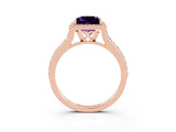 Rose gold Princess Cut Halo Round Diamond Pavé Band with Four-Prong Setting_3