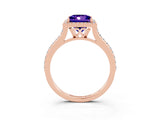 Rose gold Princess Cut Halo Round Diamond Pavé Band with Four-Prong Setting_3