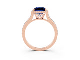 Rose gold Princess Cut Halo Round Diamond Pavé Band with Four-Prong Setting_3