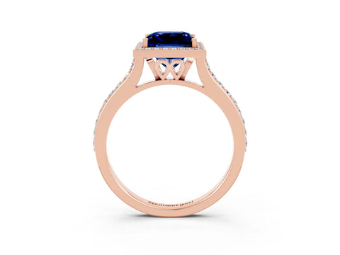 Rose gold Princess Cut Halo Round Diamond Pavé Band with Four-Prong Setting_3