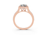 Rose gold Princess Cut Halo Round Diamond Pavé Band with Four-Prong Setting_3