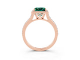 Rose gold Princess Cut Halo Round Diamond Pavé Band with Four-Prong Setting_3