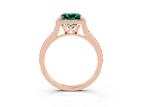 Rose gold Princess Cut Halo Round Diamond Pavé Band with Four-Prong Setting_3