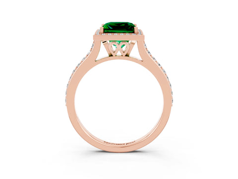 Rose gold Princess Cut Halo Round Diamond Pavé Band with Four-Prong Setting_3