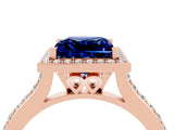Rose gold Princess Cut Halo Round Diamond Pavé Band with Four-Prong Setting_4