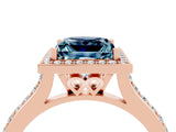 Rose gold Princess Cut Halo Round Diamond Pavé Band with Four-Prong Setting_4