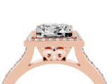 Rose gold Princess Cut Halo Round Diamond Pavé Band with Four-Prong Setting_4