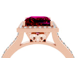 Rose gold Princess Cut Halo Round Diamond Pavé Band with Four-Prong Setting_4