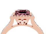 Rose gold Princess Cut Halo Round Diamond Pavé Band with Four-Prong Setting_4