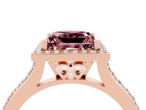 Rose gold Princess Cut Halo Round Diamond Pavé Band with Four-Prong Setting_4