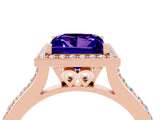 Rose gold Princess Cut Halo Round Diamond Pavé Band with Four-Prong Setting_4