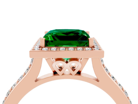 Rose gold Princess Cut Halo Round Diamond Pavé Band with Four-Prong Setting_4