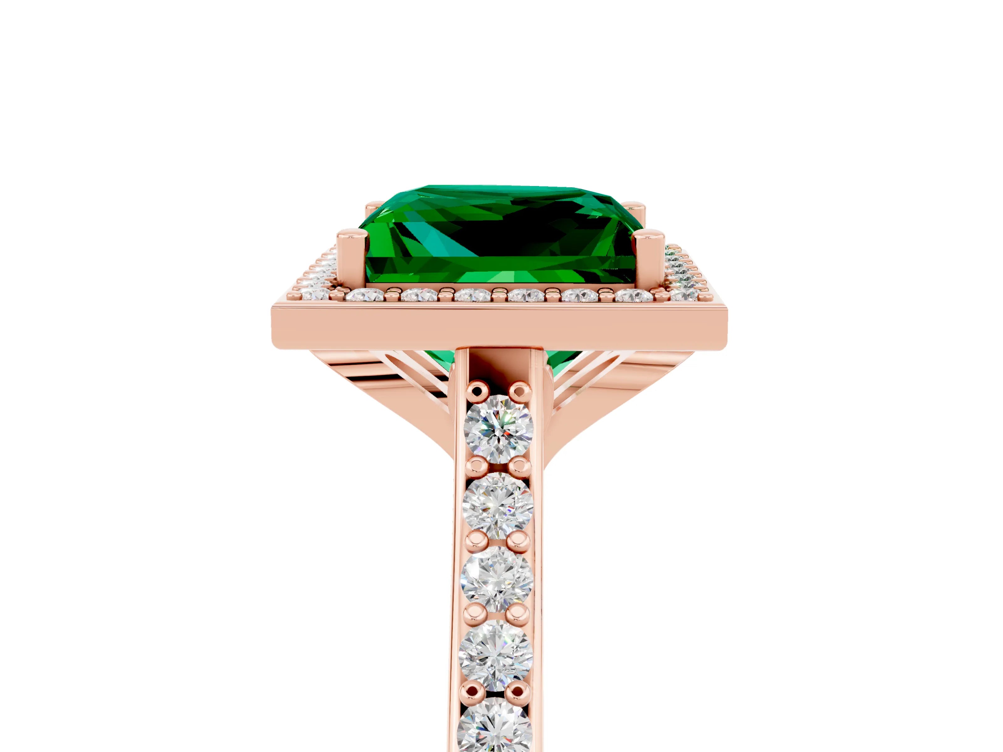 Rose gold Princess Cut Halo Round Diamond Pavé Band with Four-Prong Setting_5