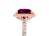 Rose gold Princess Cut Halo Round Diamond Pavé Band with Four-Prong Setting_5