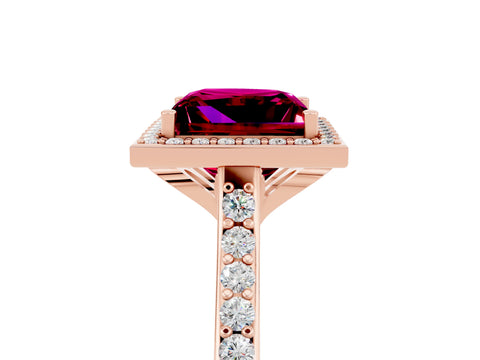 Rose gold Princess Cut Halo Round Diamond Pavé Band with Four-Prong Setting_5