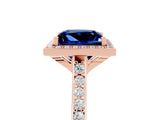 Rose gold Princess Cut Halo Round Diamond Pavé Band with Four-Prong Setting_5