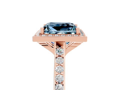 Rose gold Princess Cut Halo Round Diamond Pavé Band with Four-Prong Setting_5