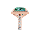 Rose gold Princess Cut Halo Round Diamond Pavé Band with Four-Prong Setting_5