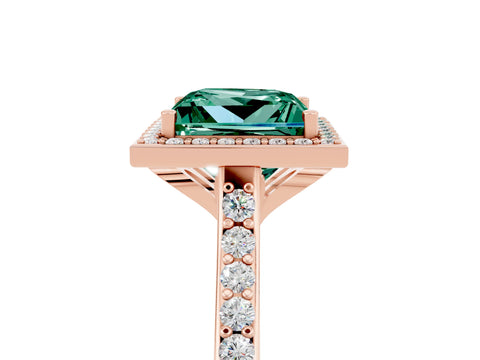 Rose gold Princess Cut Halo Round Diamond Pavé Band with Four-Prong Setting_5