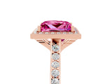 Rose gold Princess Cut Halo Round Diamond Pavé Band with Four-Prong Setting_5