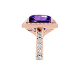 Rose gold Princess Cut Halo Round Diamond Pavé Band with Four-Prong Setting_5