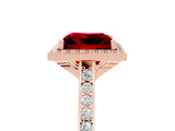 Rose gold Princess Cut Halo Round Diamond Pavé Band with Four-Prong Setting_5