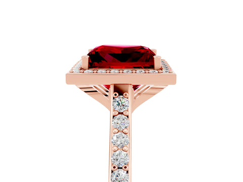 Rose gold Princess Cut Halo Round Diamond Pavé Band with Four-Prong Setting_5