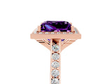 Rose gold Princess Cut Halo Round Diamond Pavé Band with Four-Prong Setting_5