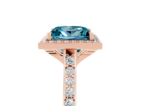 Rose gold Princess Cut Halo Round Diamond Pavé Band with Four-Prong Setting_5