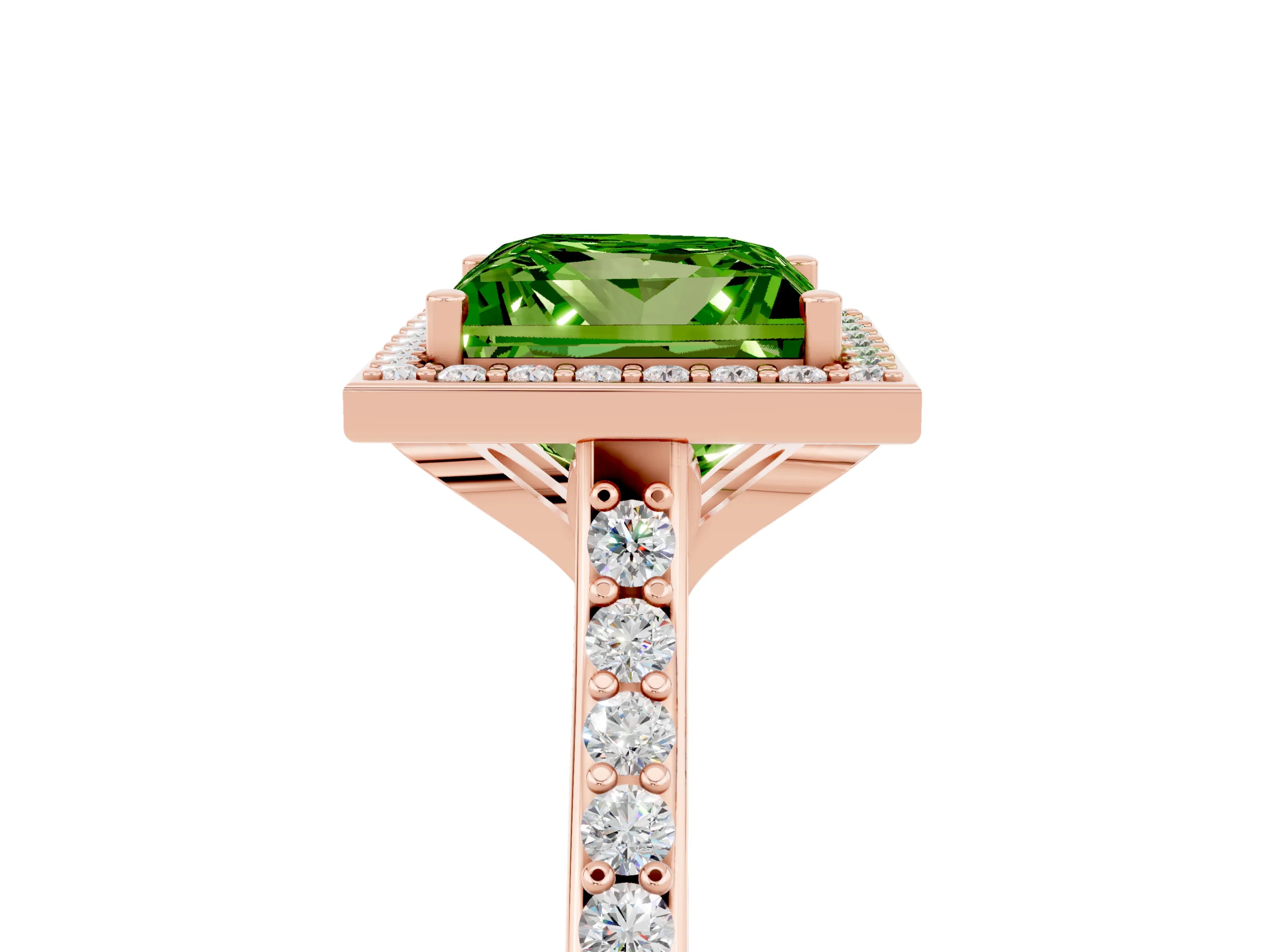 Rose gold Princess Cut Halo Round Diamond Pavé Band with Four-Prong Setting_5