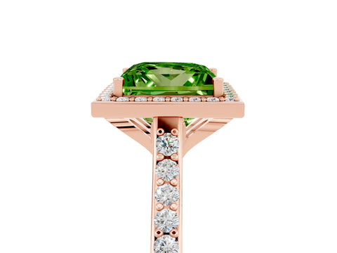 Rose gold Princess Cut Halo Round Diamond Pavé Band with Four-Prong Setting_5