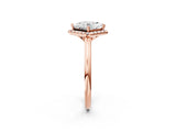 Rose gold Princess Cut Halo Round Diamond Solitaire Engagement Ring with Pave Band and Four-Prong Setting_21