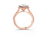 Rose gold Princess Cut Halo Round Diamond Solitaire Engagement Ring with Pave Band and Four-Prong Setting_22