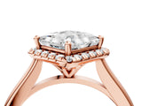 Rose gold Princess Cut Halo Round Diamond Solitaire Engagement Ring with Pave Band and Four-Prong Setting_23